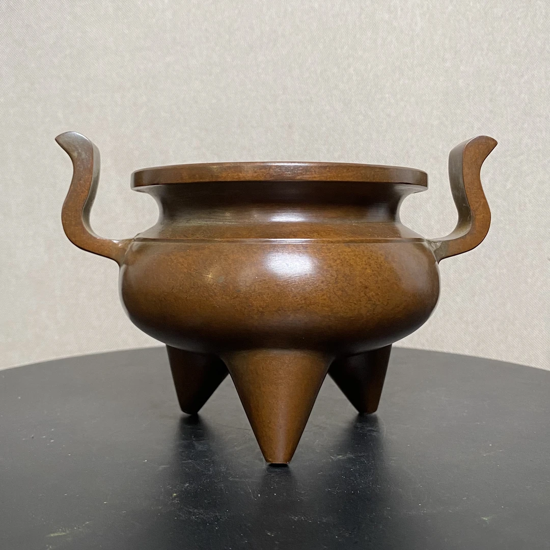 纯铜仿古苏工精工官帽三足鼎式炉