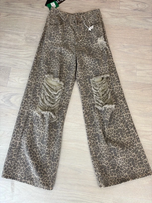 轻奢豹纹时尚休闲百搭舒适气质女士长裤牛仔裤