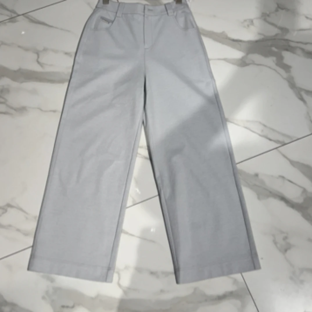 春夏高腰百搭宽松弯刀长裤小众设计时尚单品