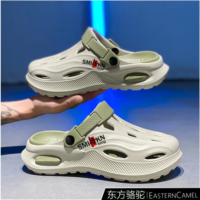 东方骆驼洞洞鞋男士夏季外穿开车防滑凉鞋踩屎感运动大码沙滩鞋