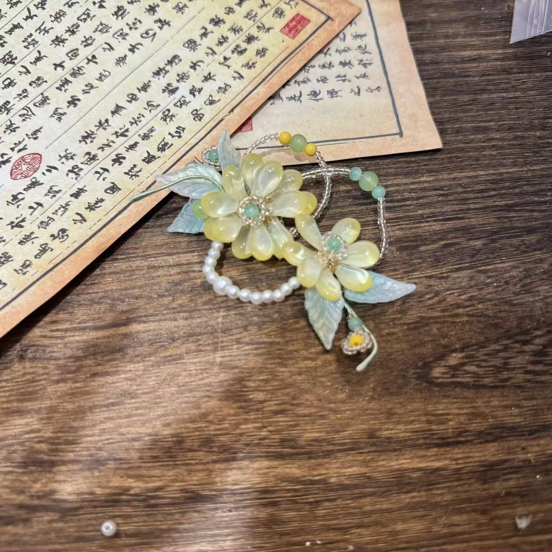 黄色多肉。前尘梦古风汉服配饰