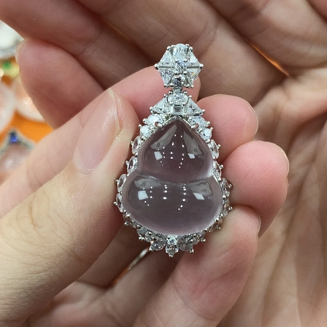 银S925镶嵌吊坠石英质玉