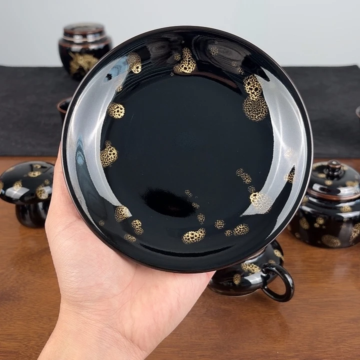 瓷点彩鹧鸪斑撇口壶承