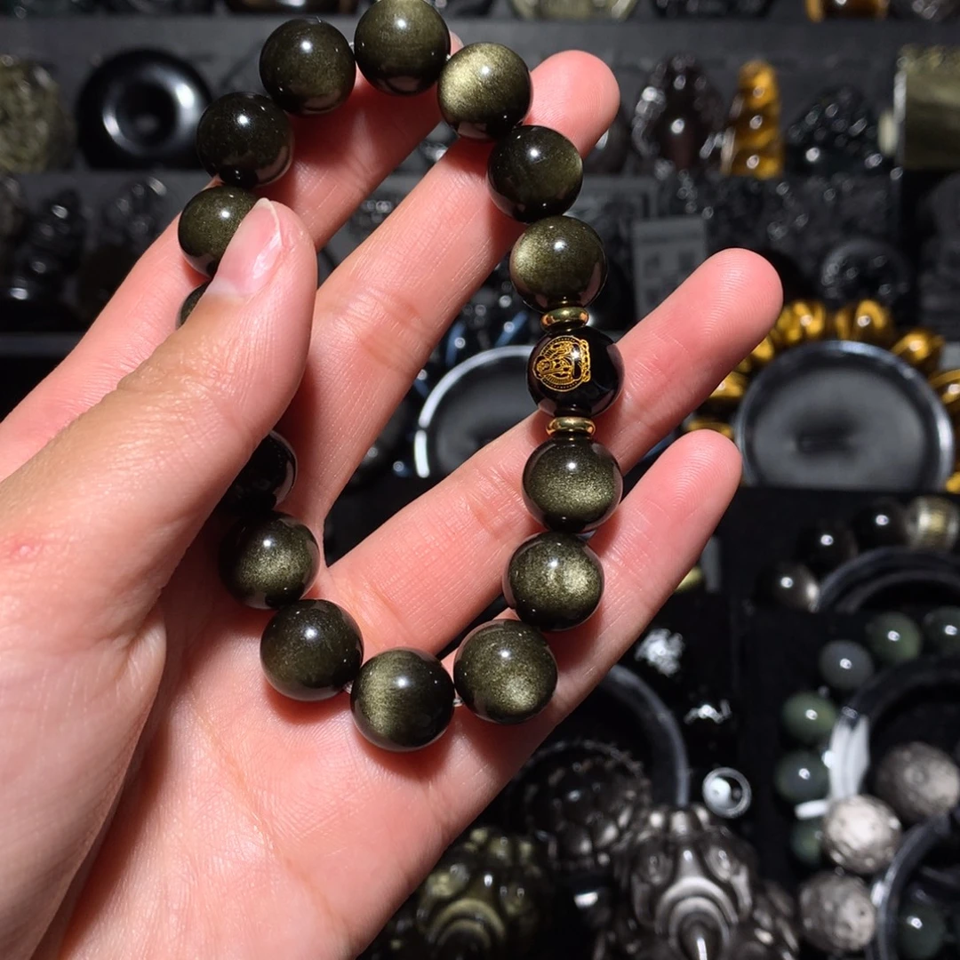 喵***爱黑曜岩未镶嵌珠宝奇石