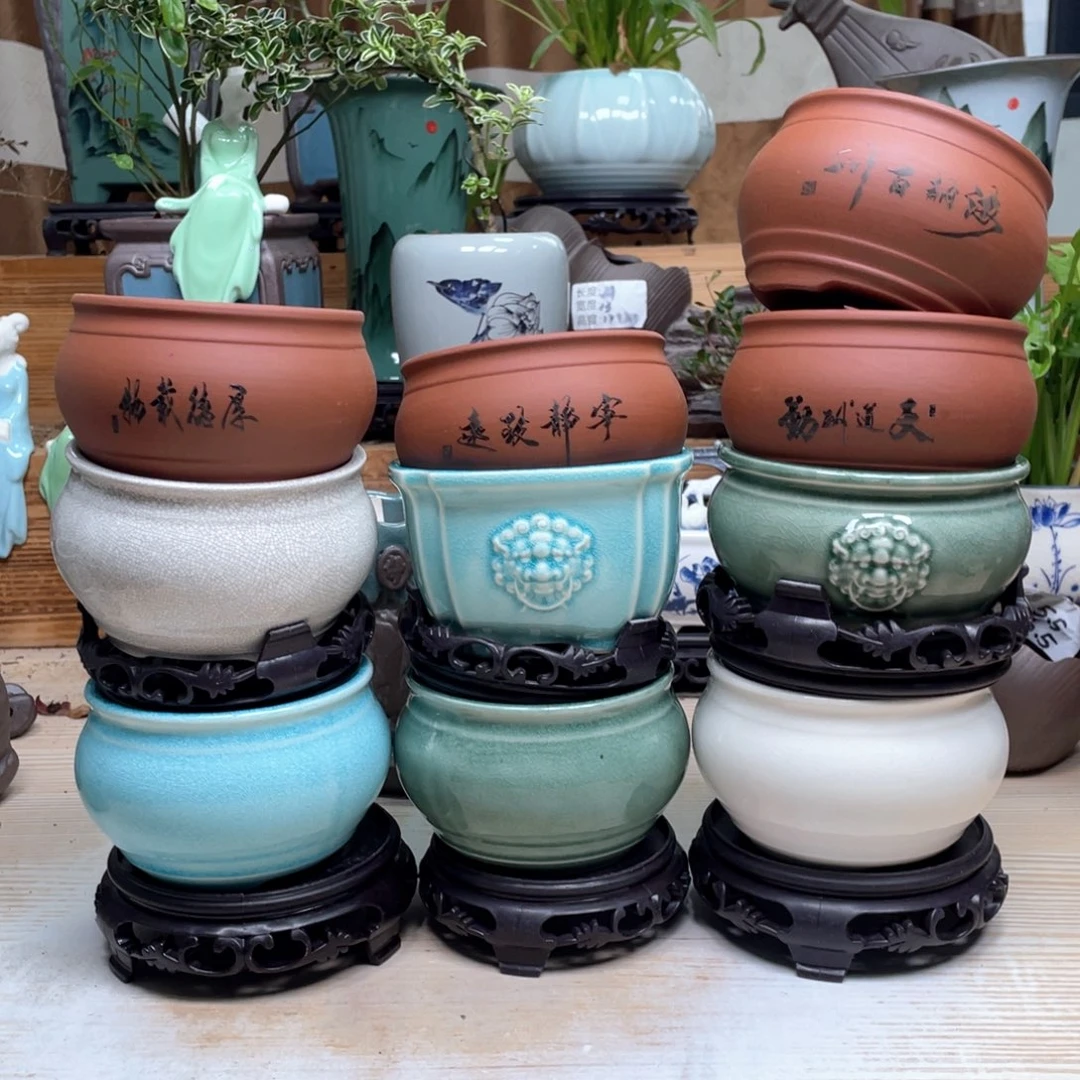 紫砂花盆陶瓷艺术花盆陶瓷