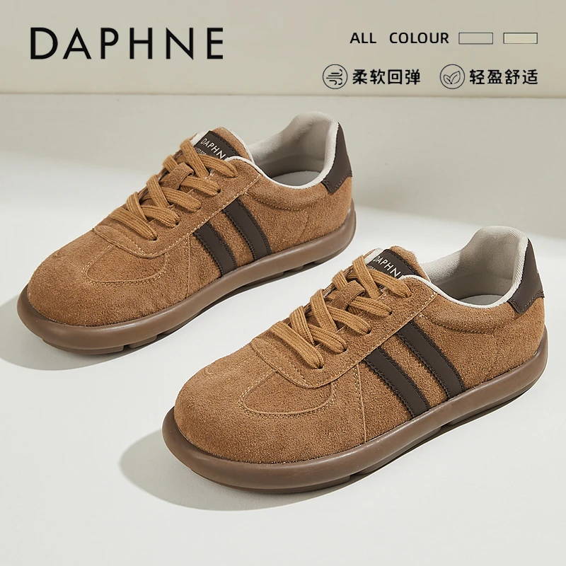 达芙妮复古德训鞋女款2025春季爆款百搭美式厚底拼色圆头休闲板鞋