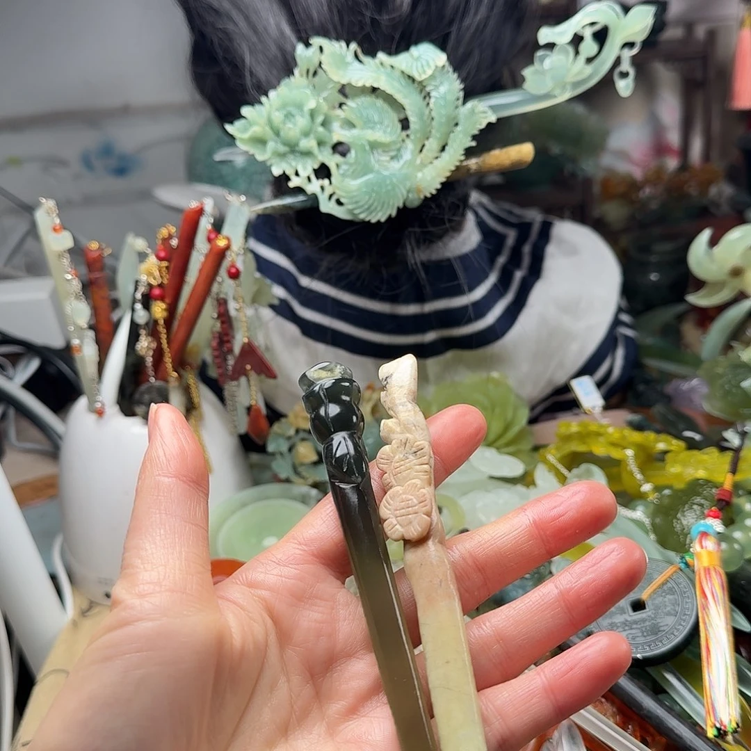 蛇纹石玉合金发饰