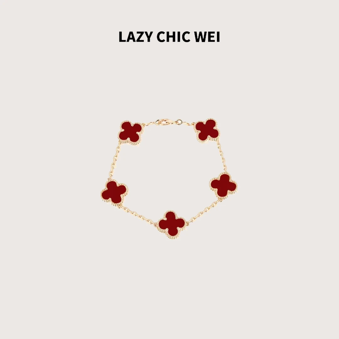 铜合金手链 WEI 五花四叶草铜合金度18k锆石手链 WY0339