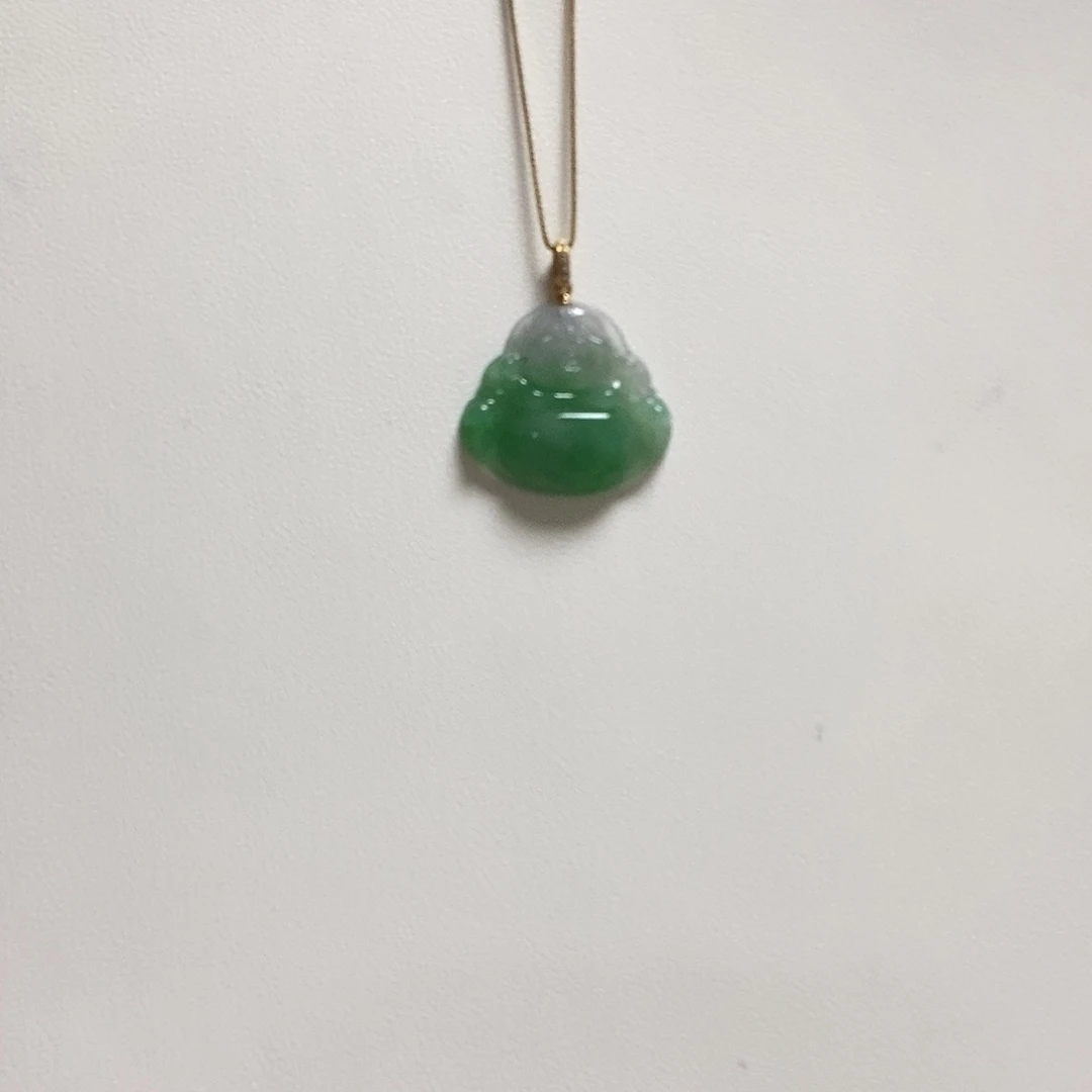 颈饰18K金镶嵌翡翠佛