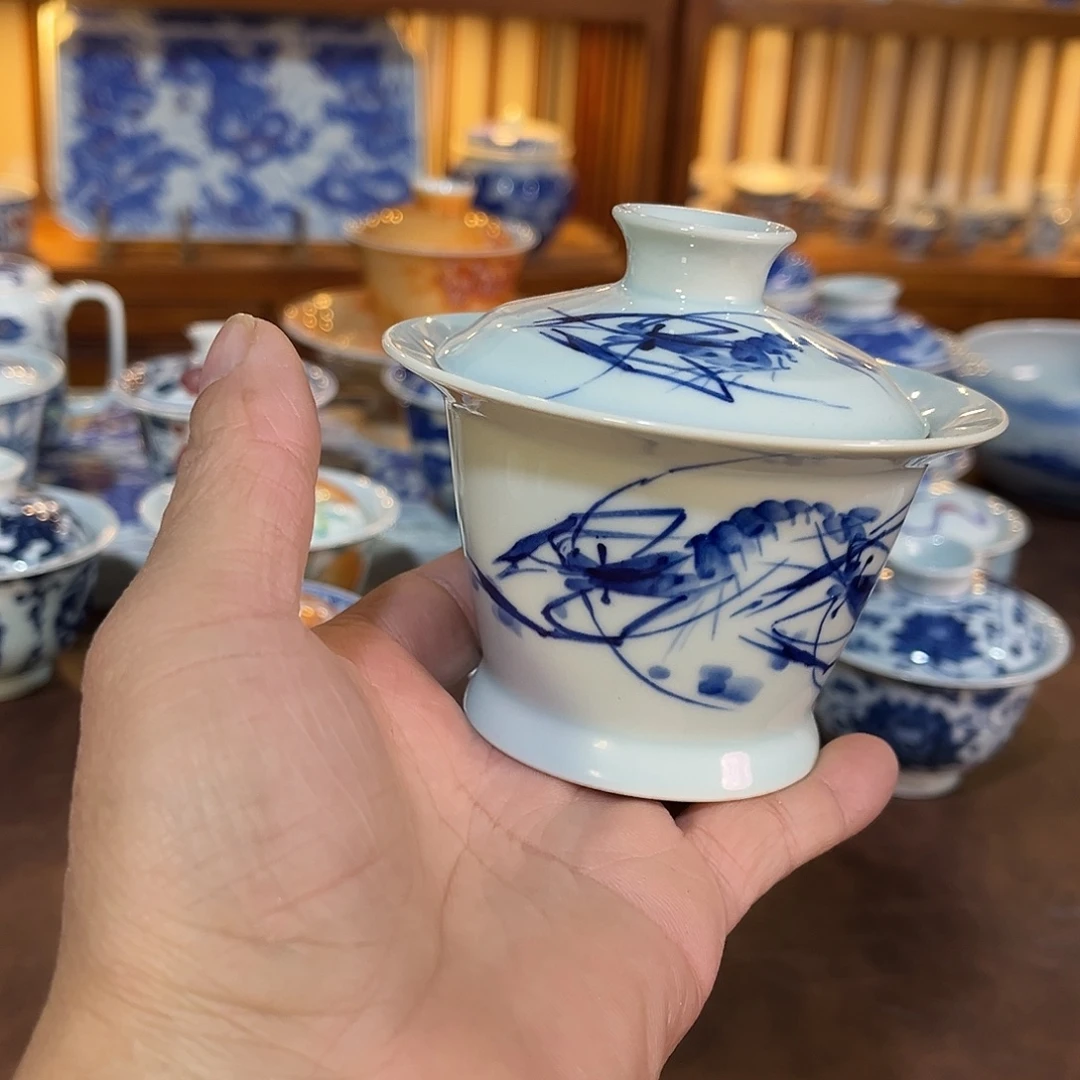 錡镇堂手工手绘绘盖碗