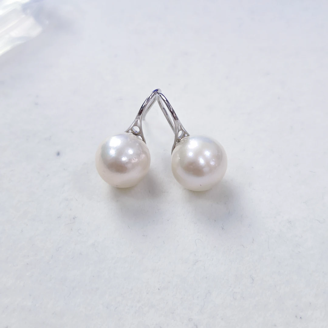 【珍珠购】天然淡水珍珠高跟鞋耳钉11-12mm S925银