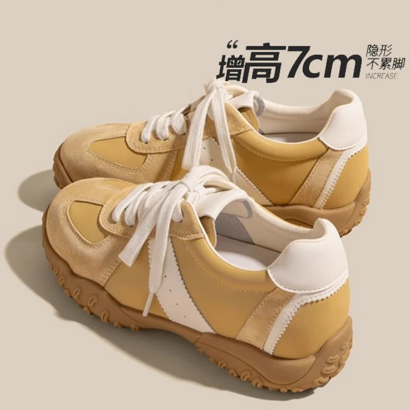 厚底7cm内增高德训鞋女2025新款百搭运动休闲鞋软底小个子阿甘鞋