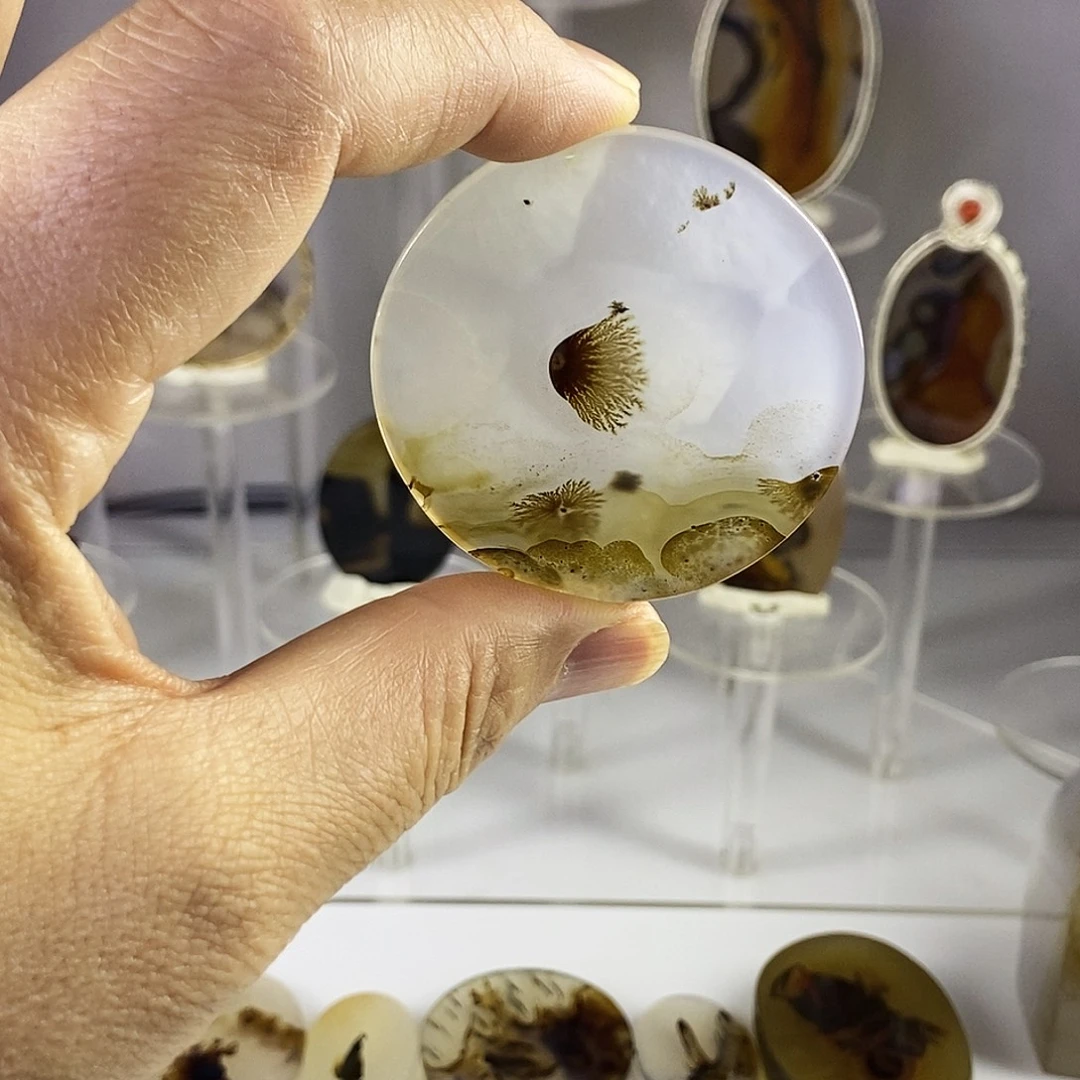 合成碳硅石非金属时尚图纹画面石饰品