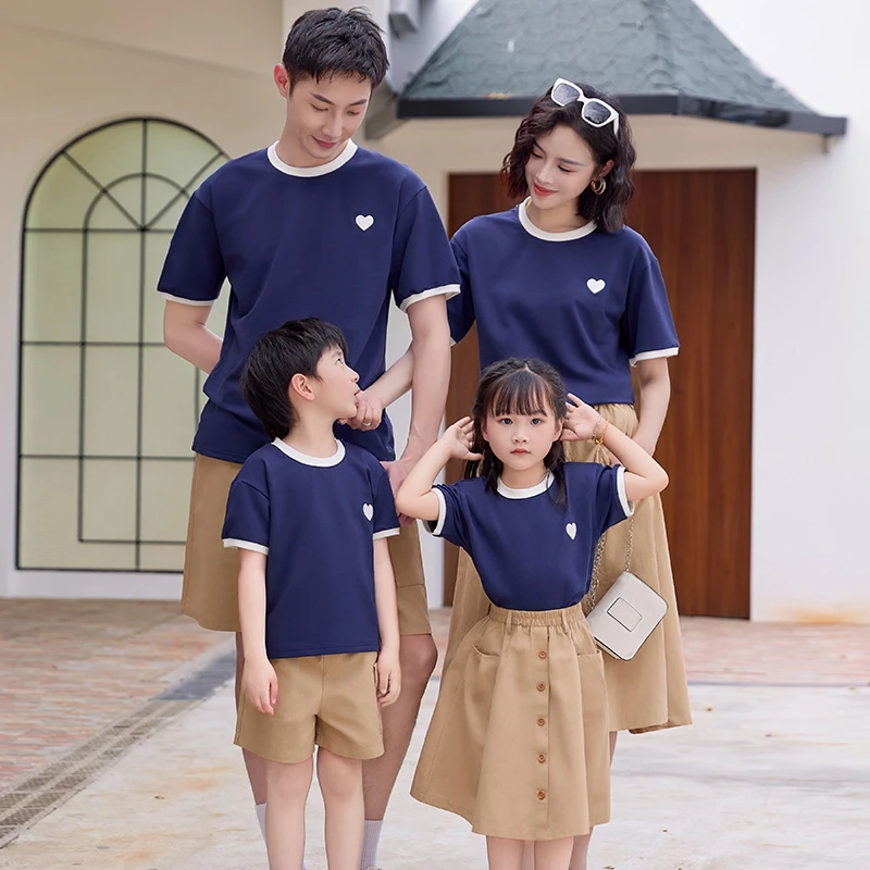 爆款不一样的亲子装一家三口全家装夏季旅游度假母女四口全家庭装