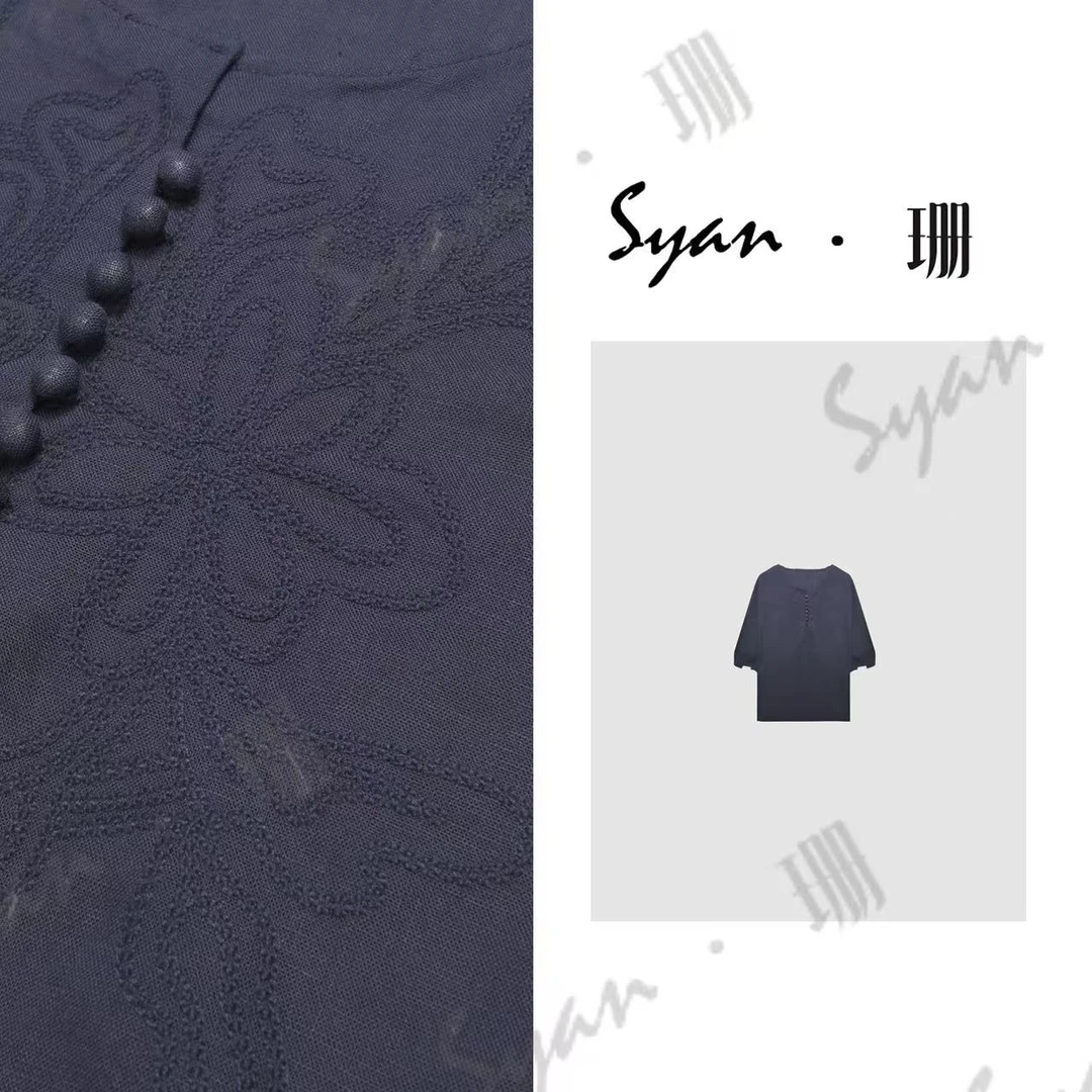 Syan【且慢】新款夏季显白干净潮流百搭刺绣宽松圆领短袖T恤