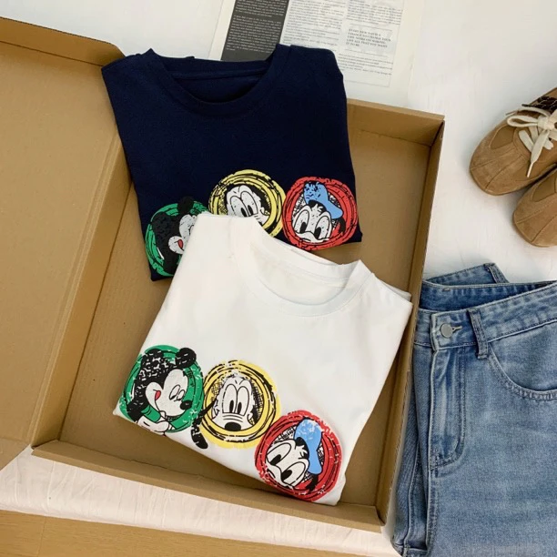 【妙妙屋】东大门韩系夏款卡通印花休闲百搭减龄圆领短袖T恤2716