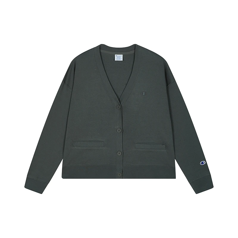 Champion【琥珀流光】冠军25秋新款开襟卫衣女外套简约纯棉V领开衫