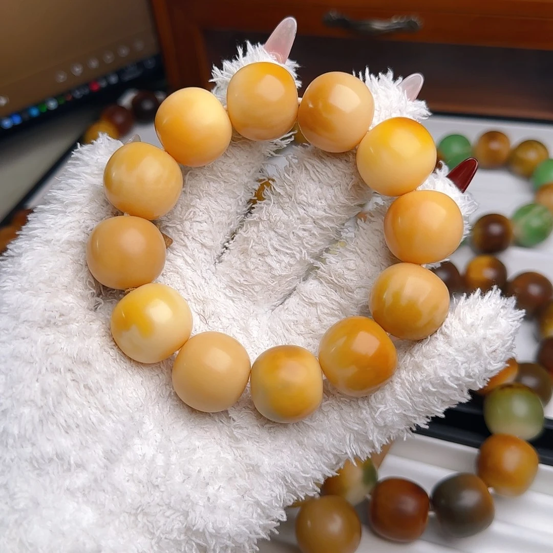 菩提根/象牙果手串卡22干磨苹果微微瑕