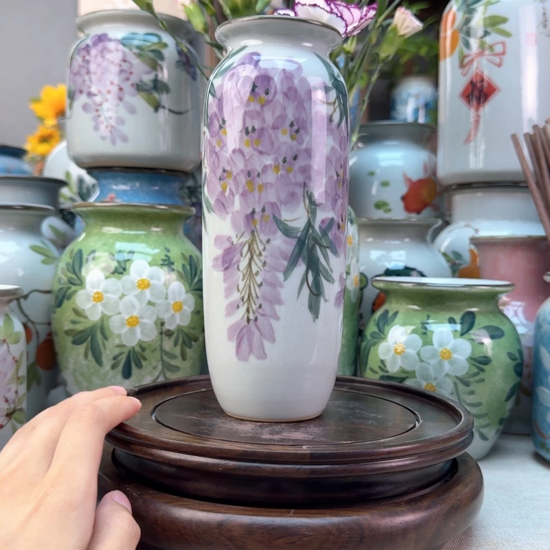 景德镇陶瓷手绘花瓶无孔