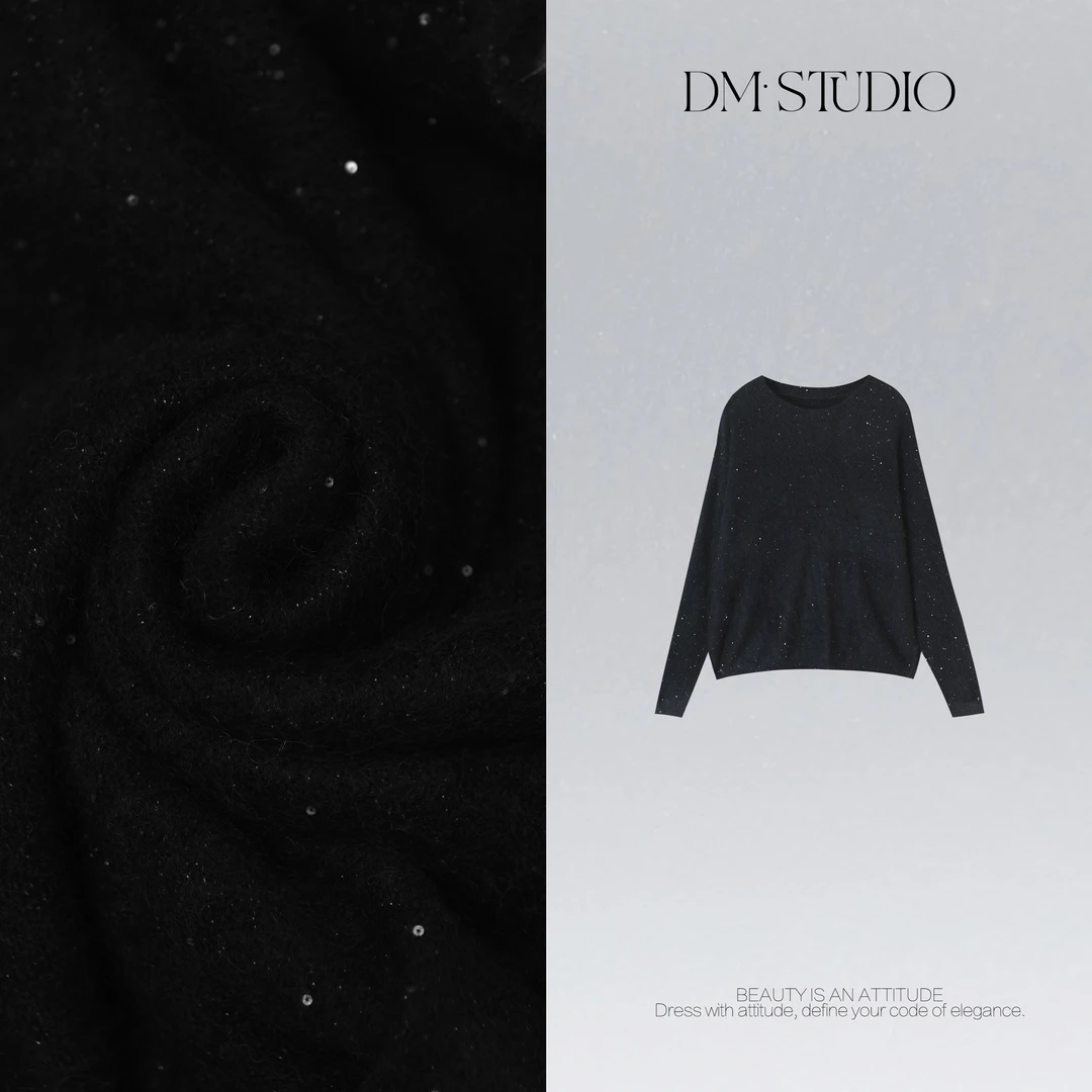 DEDM•STUDIO/精致细闪山羊绒+绵羊毛+桑蚕丝混纺毛衫2512ZZS/699