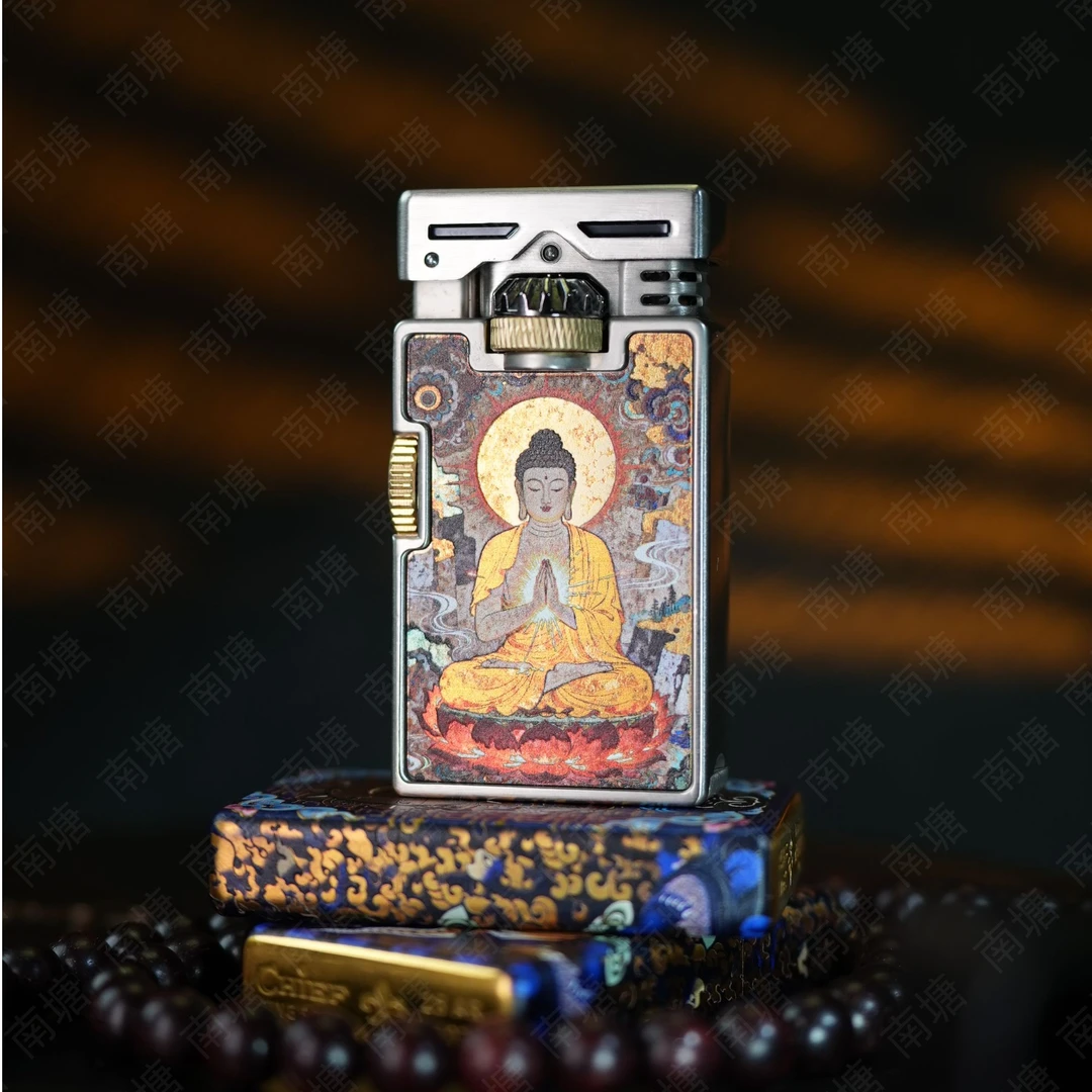 新款鎏金彩绘工艺双齿轮创意高颜值煤油打火机男士礼物点火器