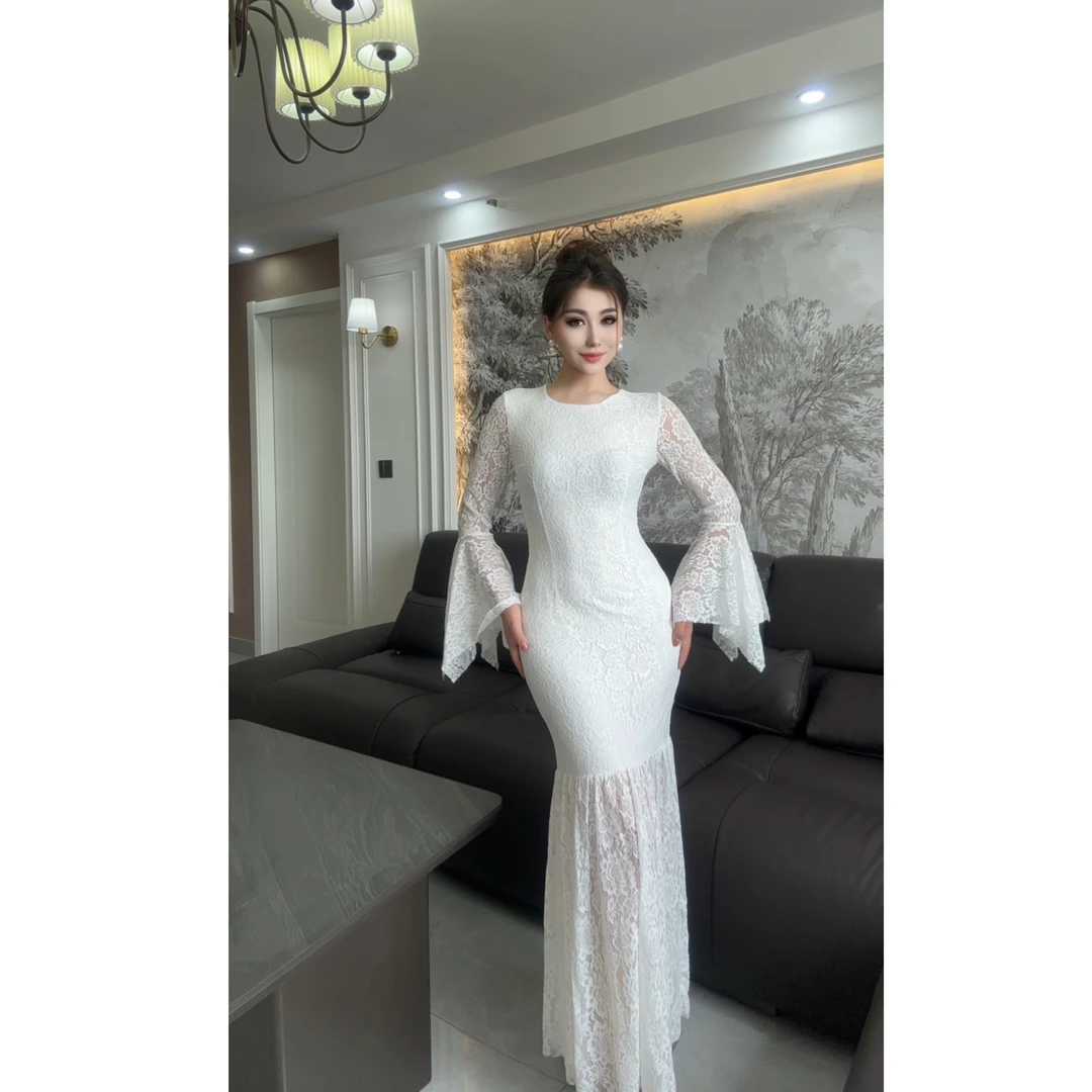 5793【古丽包邮】设计款时尚蕾丝鱼尾女装连衣裙