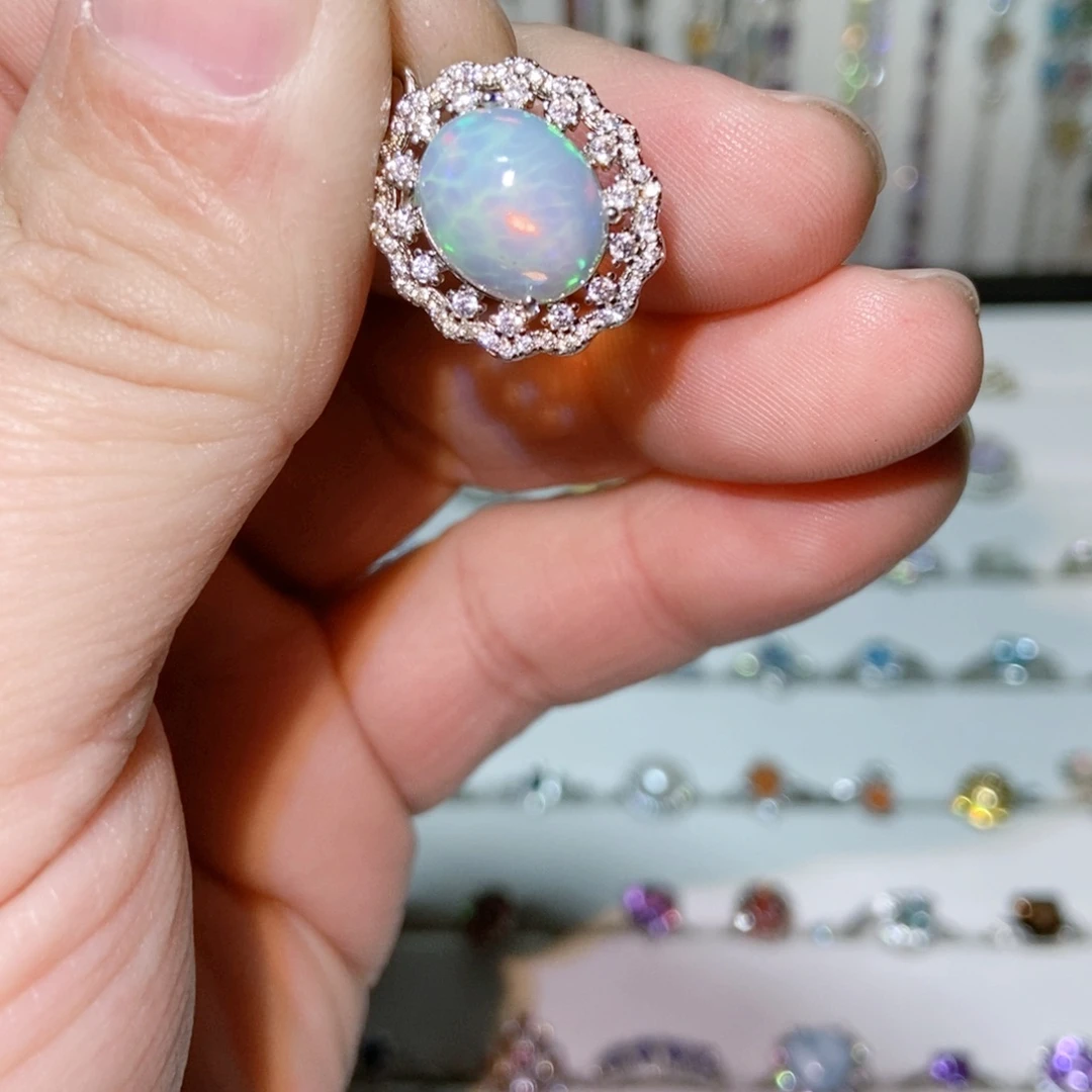 绿水晶戒指银S925镶嵌李*珏