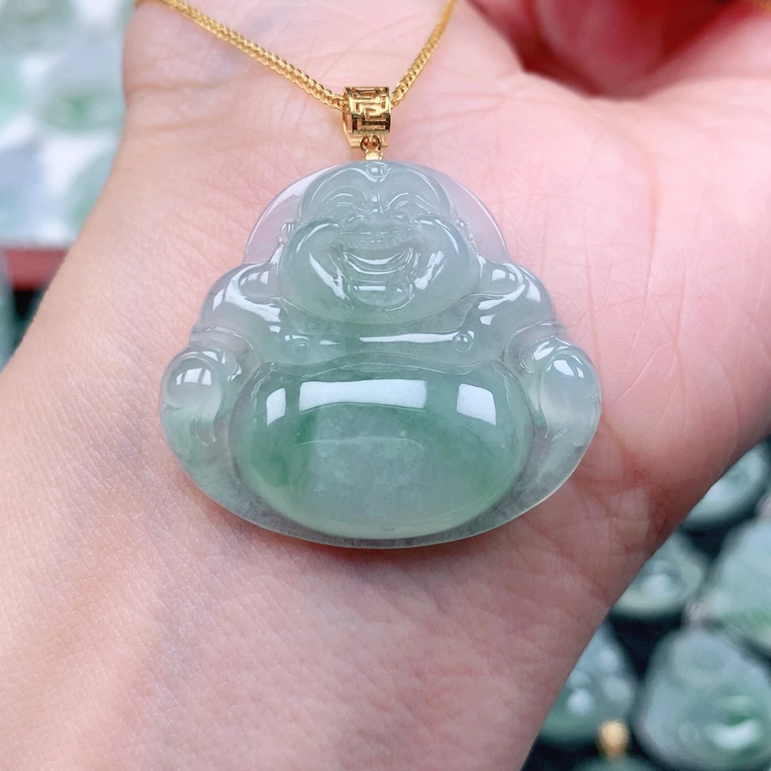 吊坠(不含链)18K金镶嵌翡翠