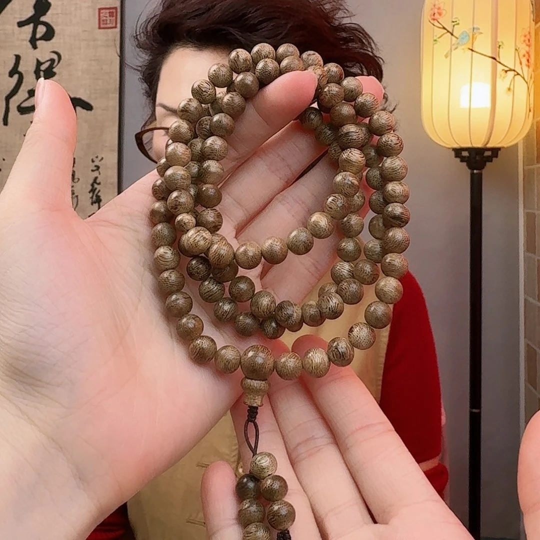 沉香手串墨**Y海南沉香白木香0.8*108
