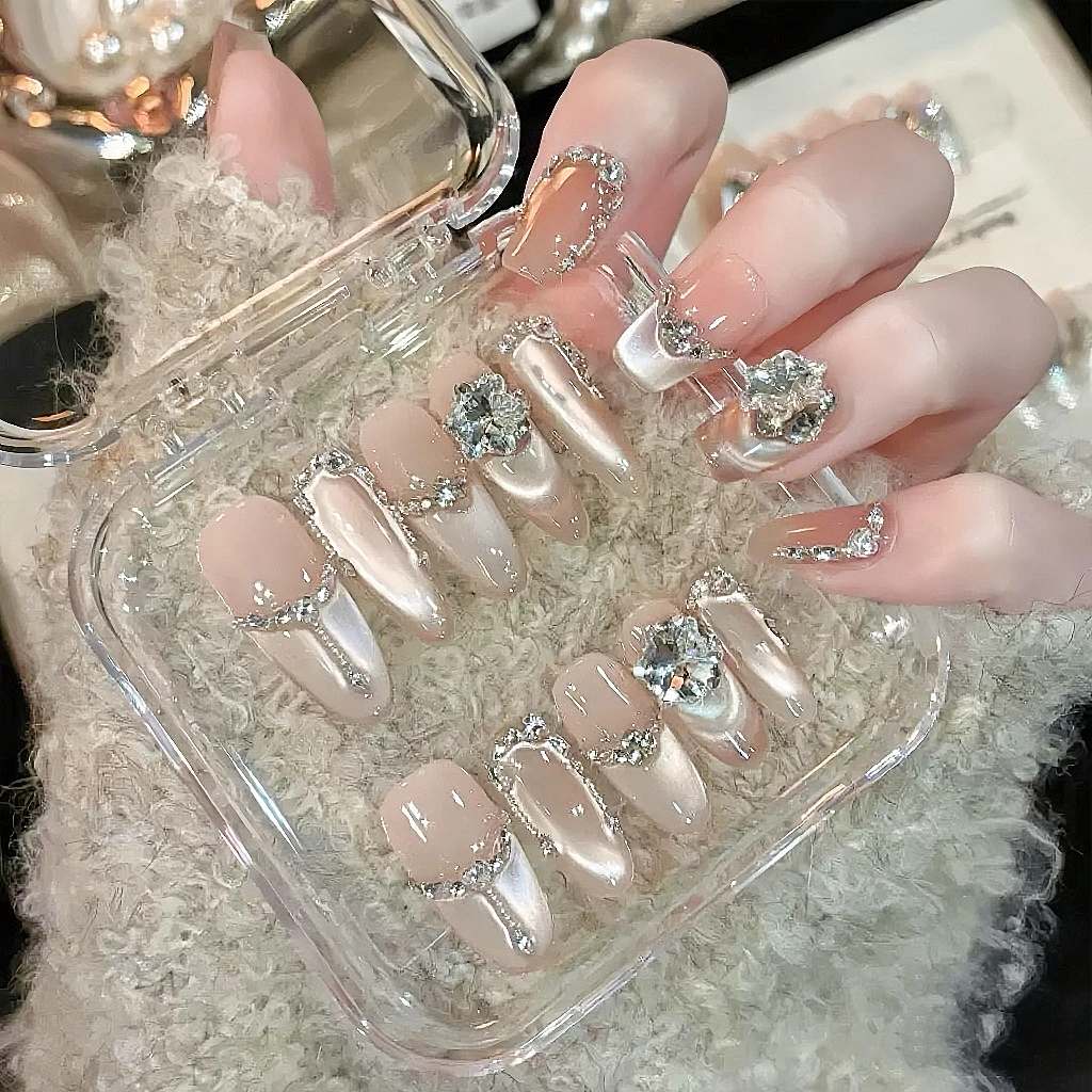 【苍山赴雪】纯手工高定猫眼手工穿戴甲气质美甲百搭仙女款显白