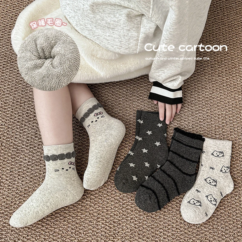 2025新款加厚毛圈四双装儿童袜韩系保暖舒适  N