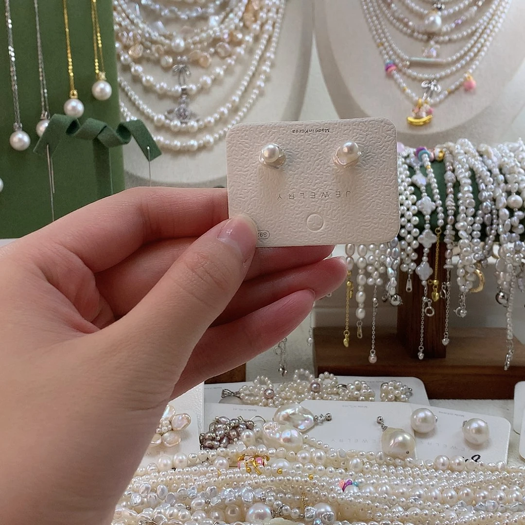 耳饰银S925镶嵌淡水珍珠