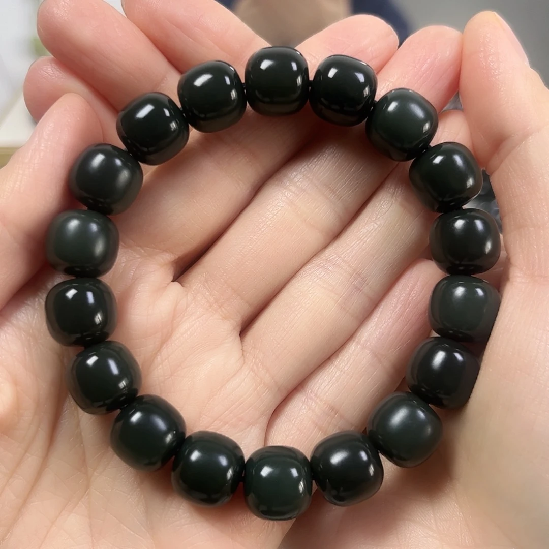 和田玉未镶嵌手串卡12老形珠珠宝级货头