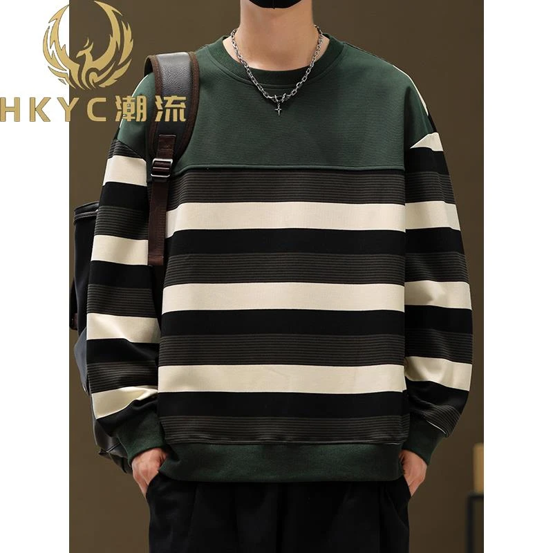 HKYC秋季2025新款男卫衣春秋打底衫美式圆领潮牌长袖痞帅休闲外套