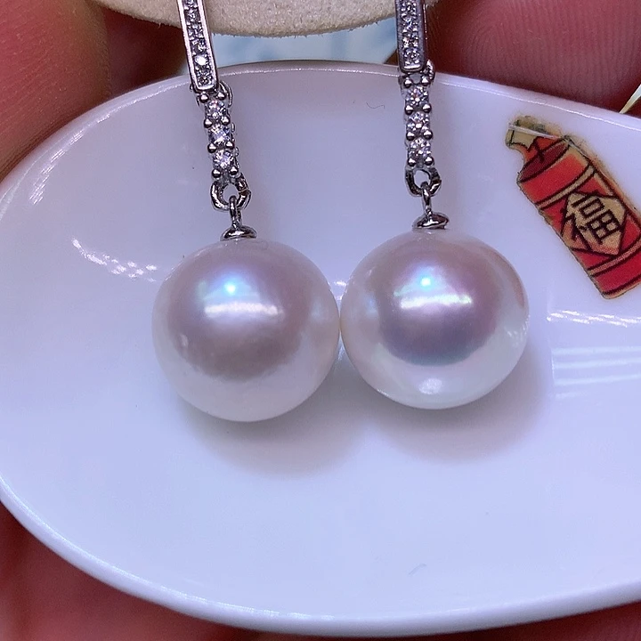 银S925镶嵌耳饰淡水珍珠