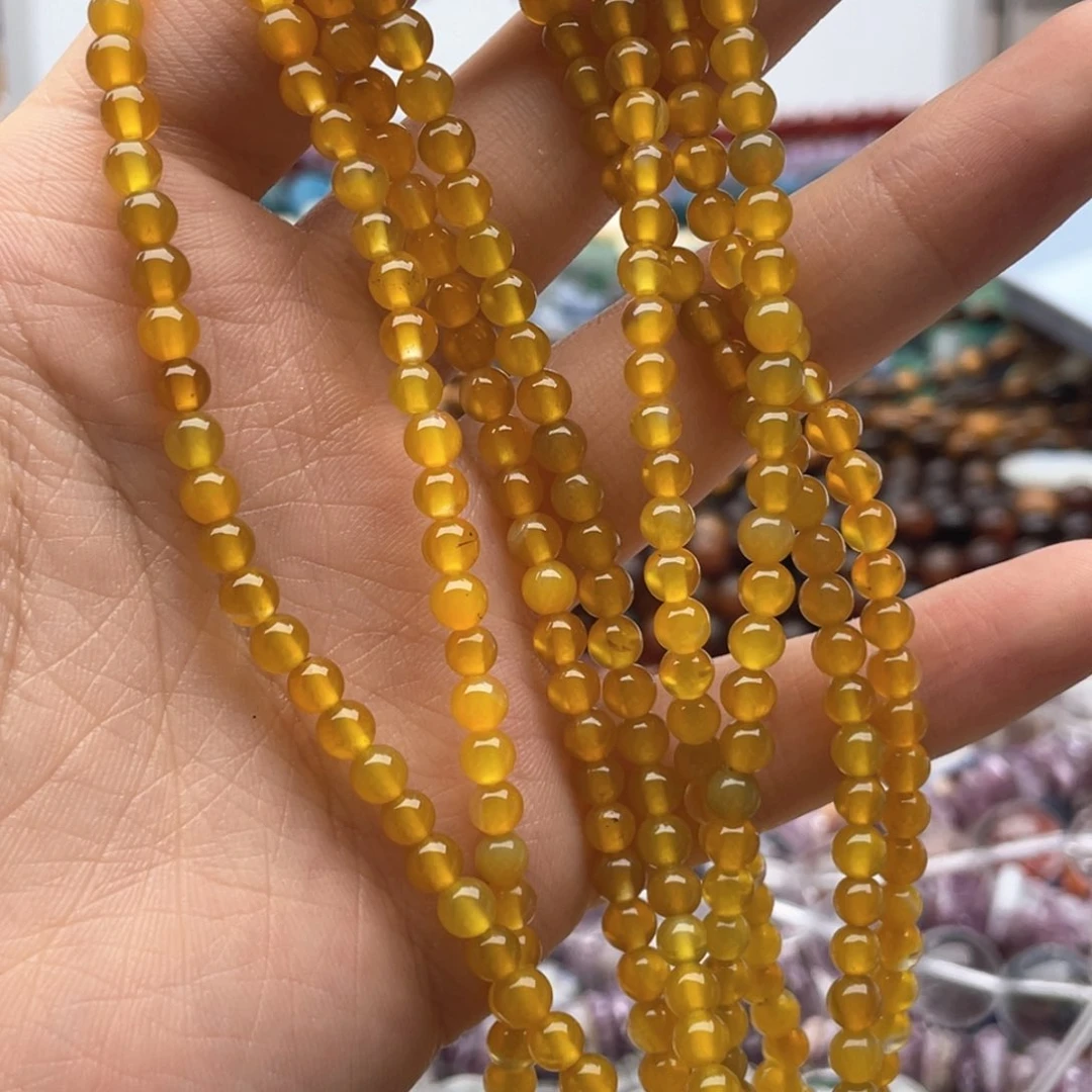 玛瑙/玉髓未镶嵌珠宝半成品一条装卡4黄玛瑙圆珠