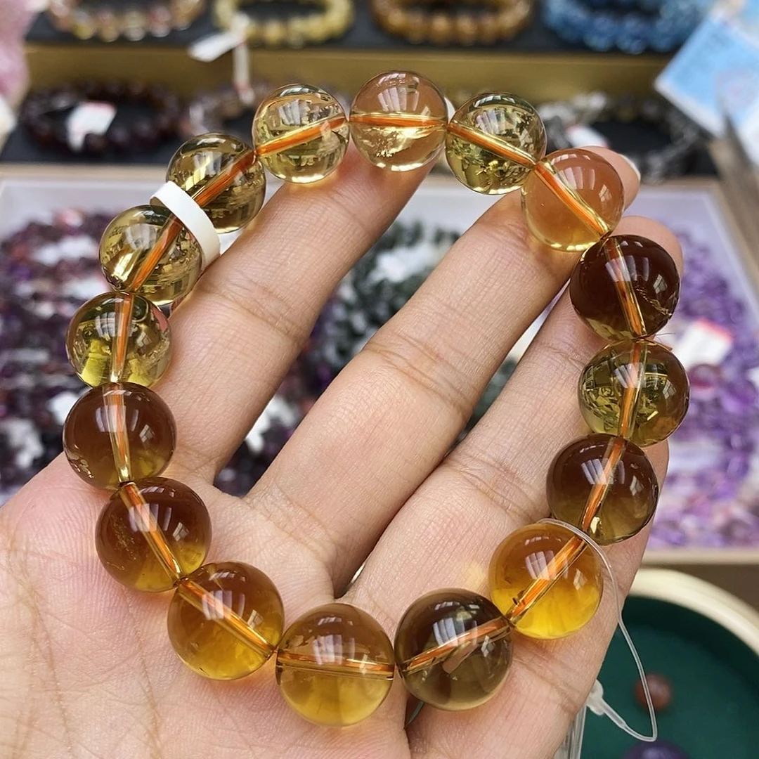 未镶嵌手链水晶高净体暴力黄水晶13m+ G820