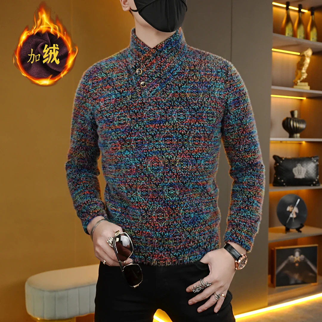 冬季潮流时尚网红个性男士上衣帅气百搭加绒加厚保暖抗皱长袖卫衣
