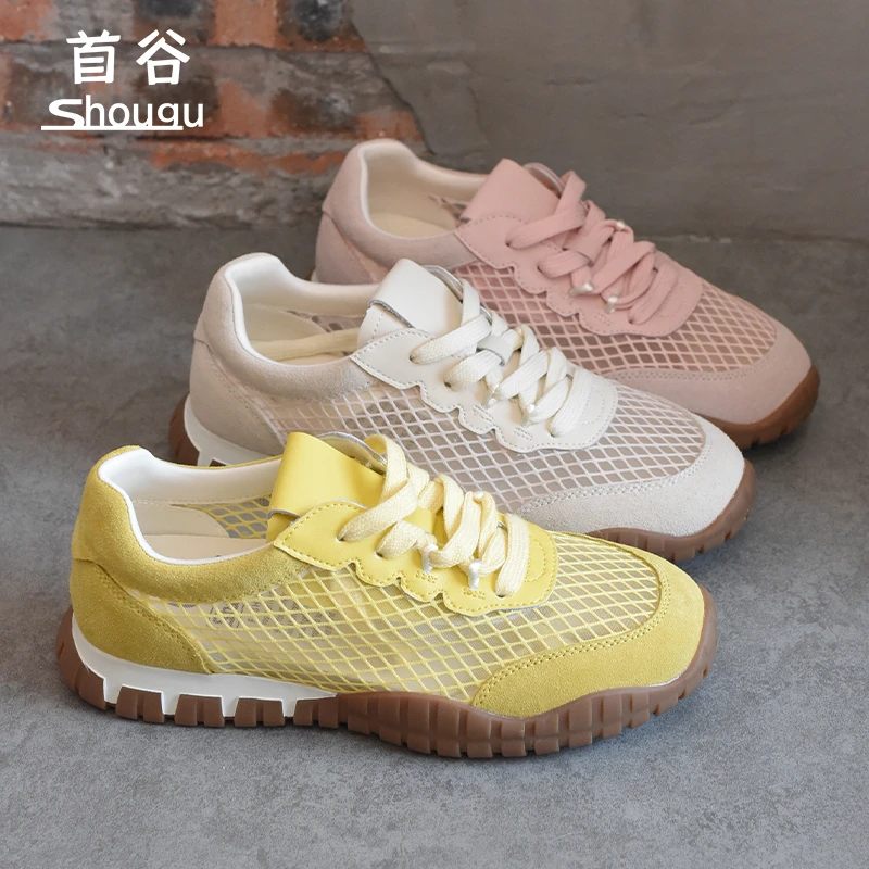 shougu/首谷2025夏季新款厚底百搭德训鞋女鞋轻便时尚运动休闲鞋