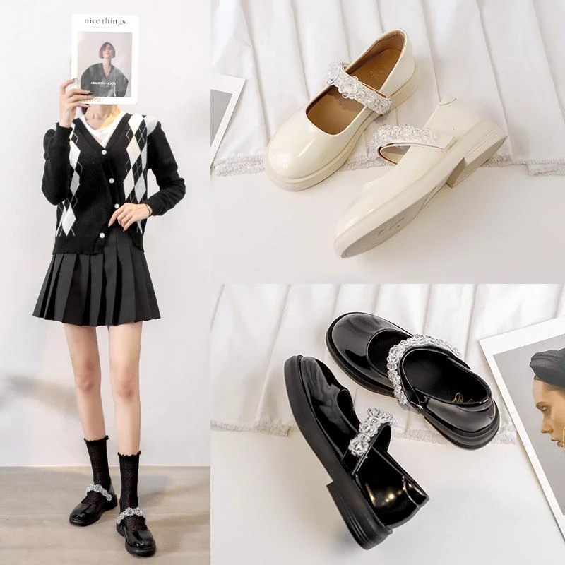 法式玛丽珍鞋小皮鞋乐福鞋豆豆鞋夏季软底单鞋英伦风厚底大码女鞋