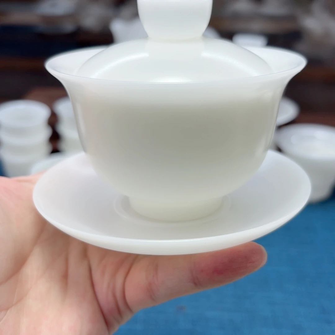 素烧璞玉冰种玉瓷茶具