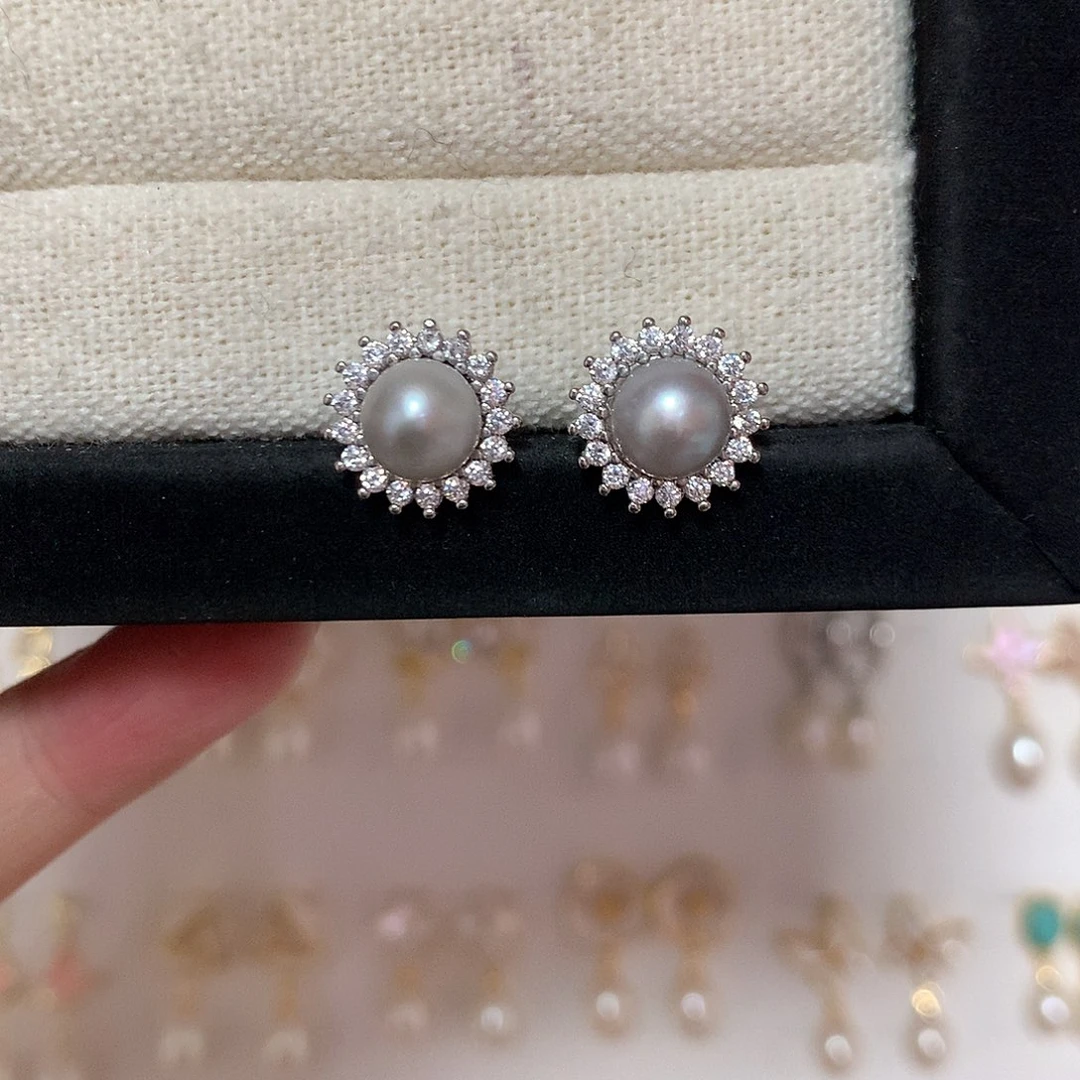 淡水珍珠耳饰合金