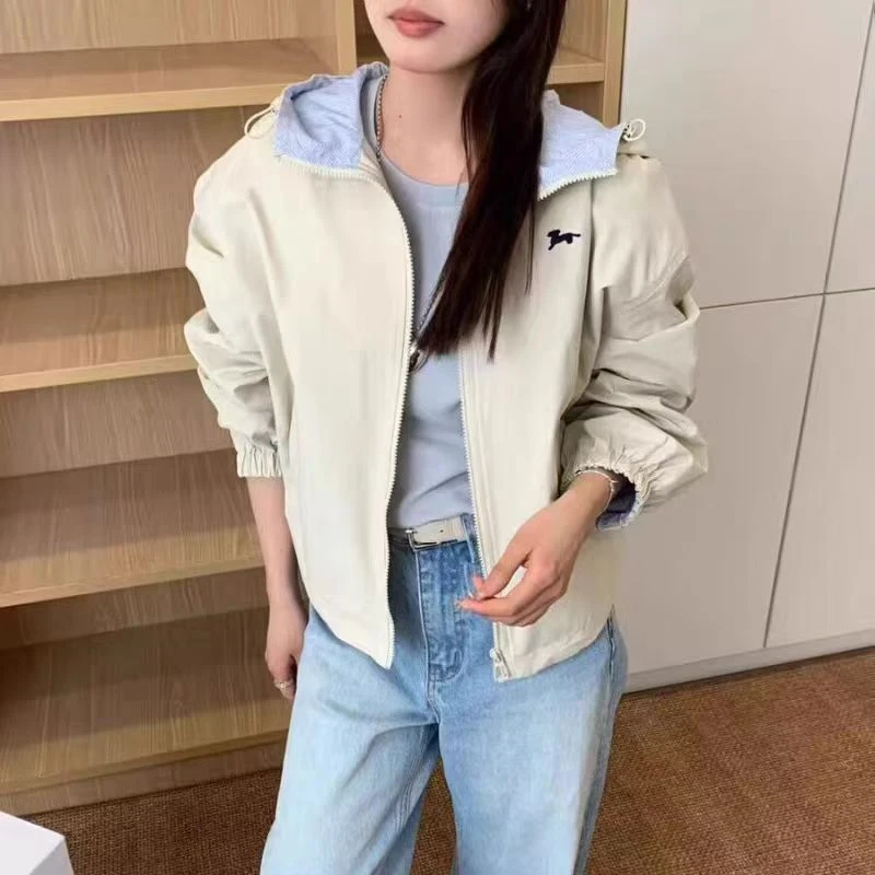 2530，韩版设计感刺绣拼接连帽长袖抽绳百搭