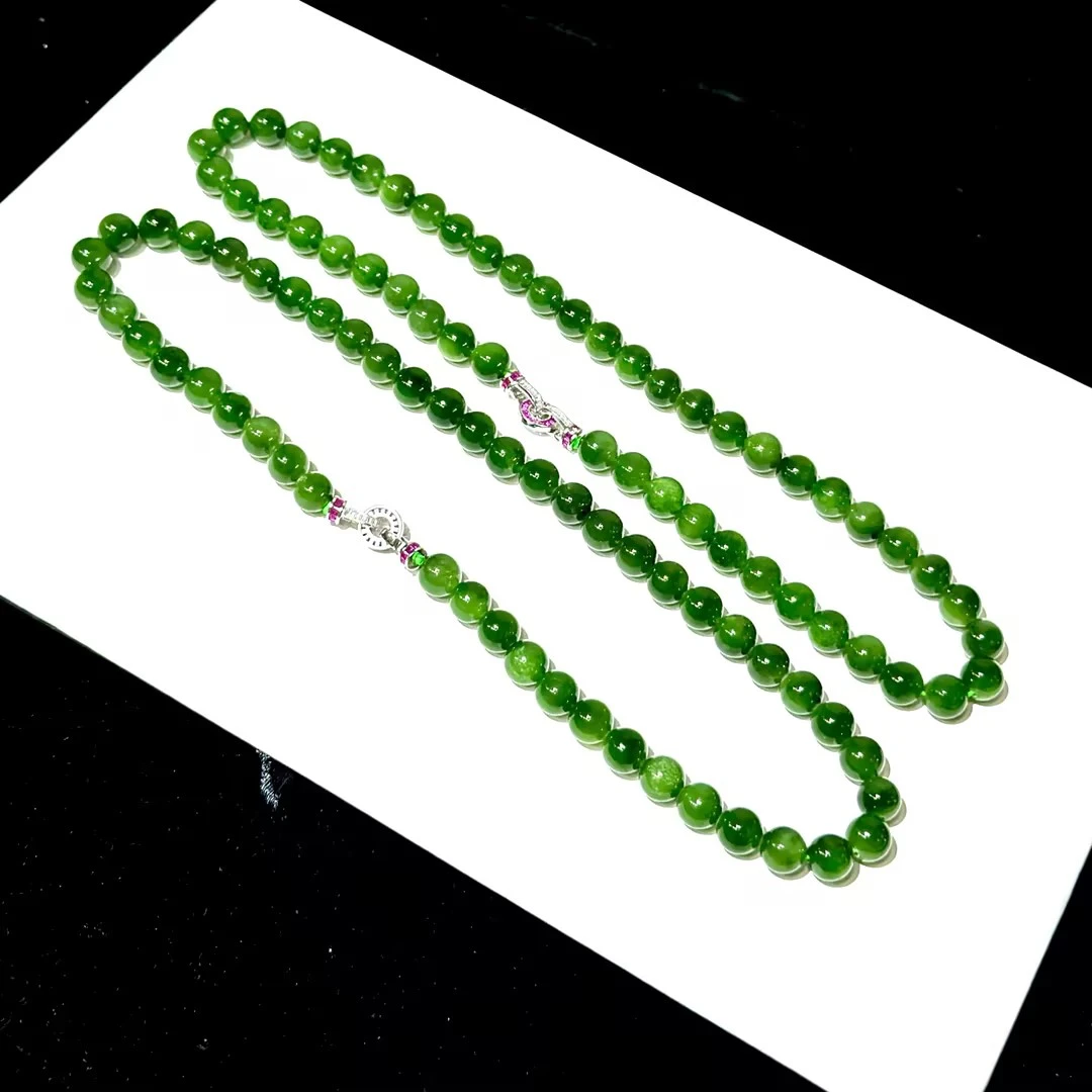 【CH】和田玉碧玉项链-约9mm（多样性发其一）