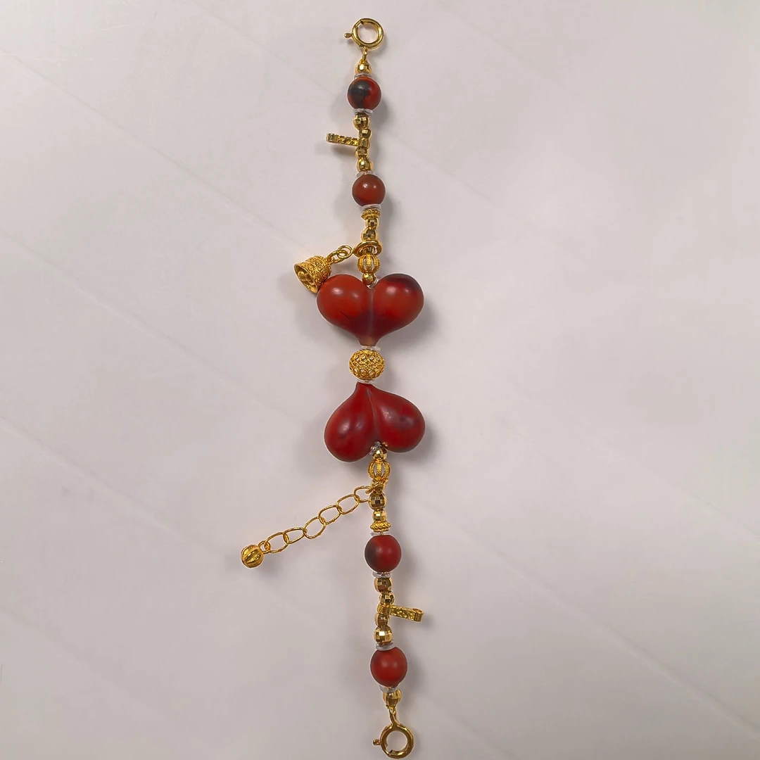 『乐小福珠宝』18k金南红半链多样性发货