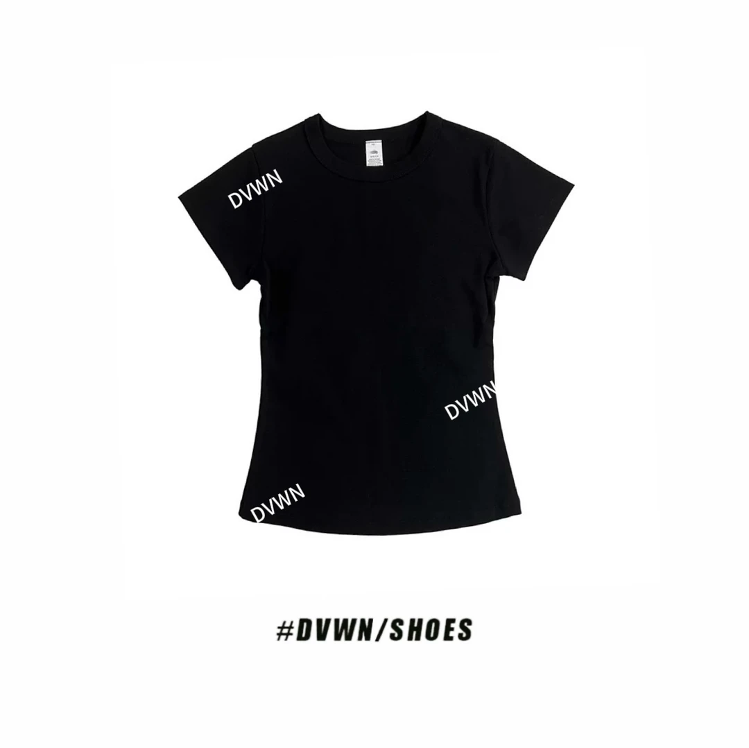 银标极简短袖女士短袖圆领休闲上衣