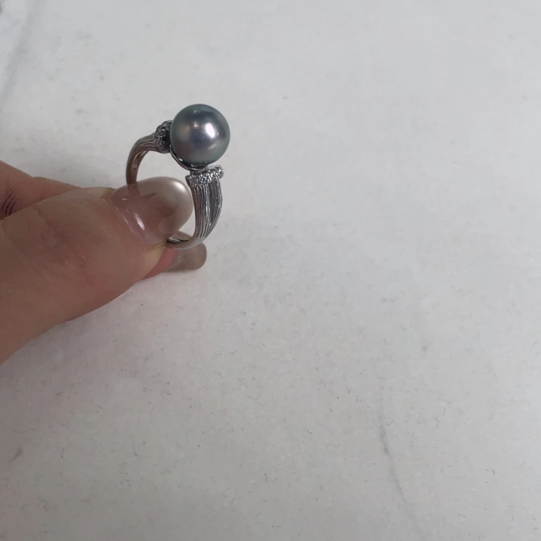 银S925镶嵌戒指海水珍珠