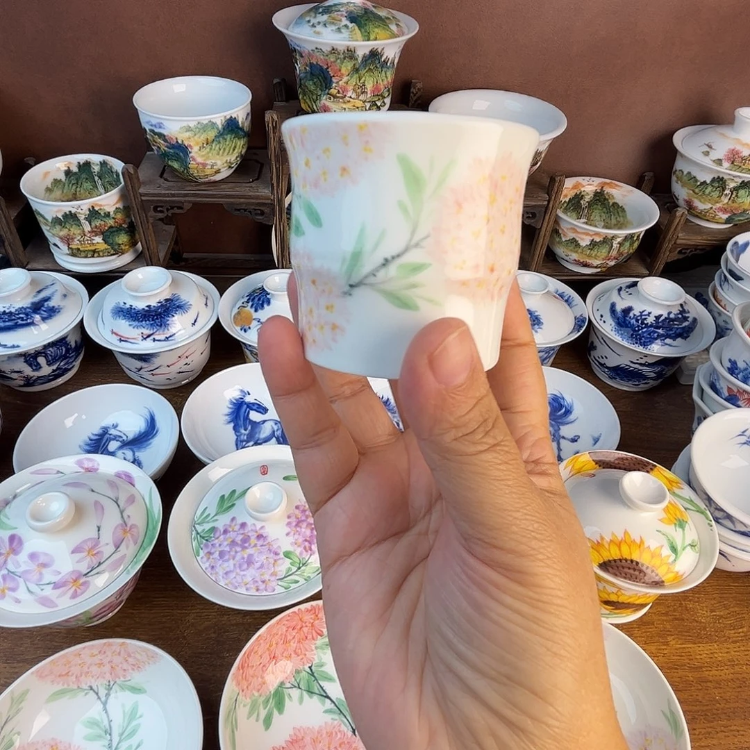 忠意堂釉下彩粉绣球微瑕不退