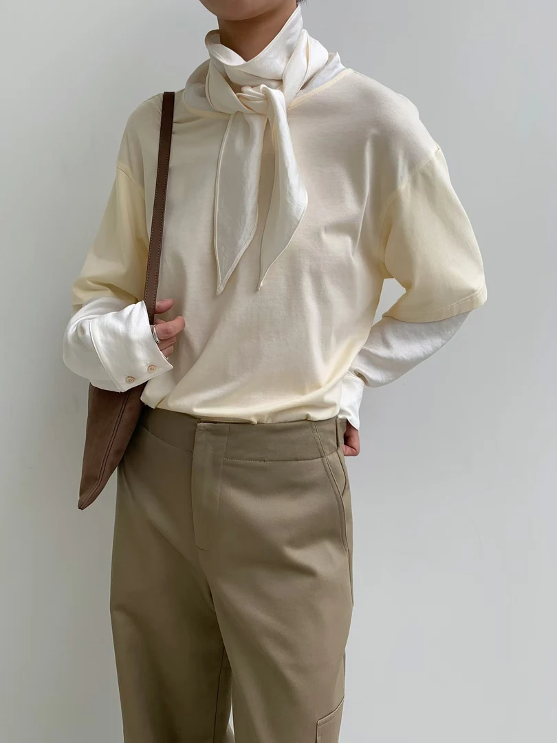 MIA LI CONCEPT&DFU高定假两件衬衫袖T恤