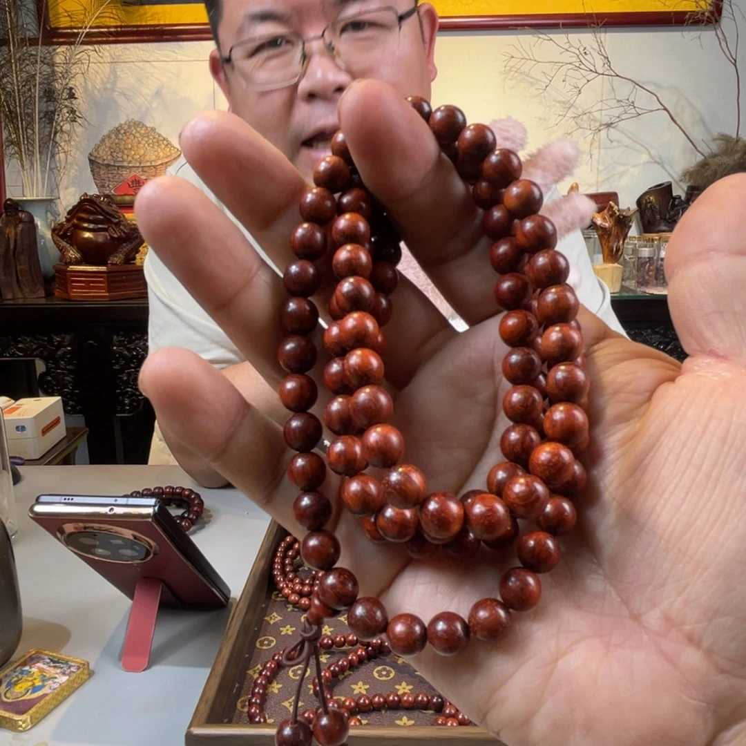 檀香紫檀（小叶紫檀）205号0.8的108颗泥料满星